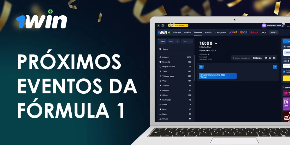 Próximos eventos da Fórmula 1 disponíveis para apostas na 1Win